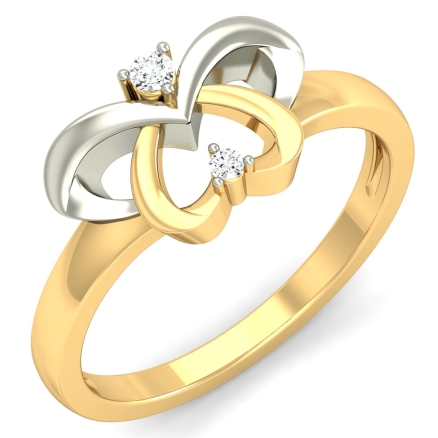 2-Tone Diamond Ring, 2-Tone Heart Ring, Heart Gold Ring