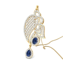 Blue Sapphire Diamond Pendant, Abaigael Diamond Pendant, Blue Stone Diamond Pendant