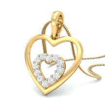 Gold Pendant, Diamond Heart Pendant, Love Pendant
