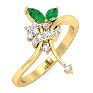 Emerald Diamond Ring, Yellow Gold Diamond Ring